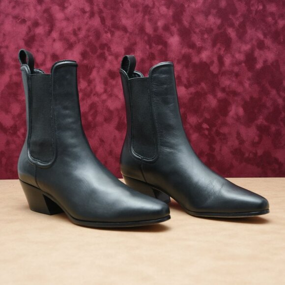 Veronica Beard Women Lada Black Leather Western Chelsea Ankle Boots sz 7.5 - Picture 1 of 8